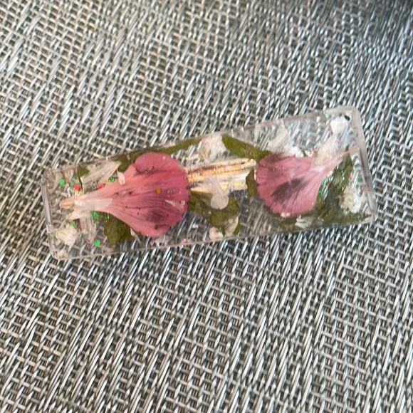 XMAS Handmade Pressed Flower Holiday Vibes French Hair Clip Trapezoid Shape - Picture 4 of 8